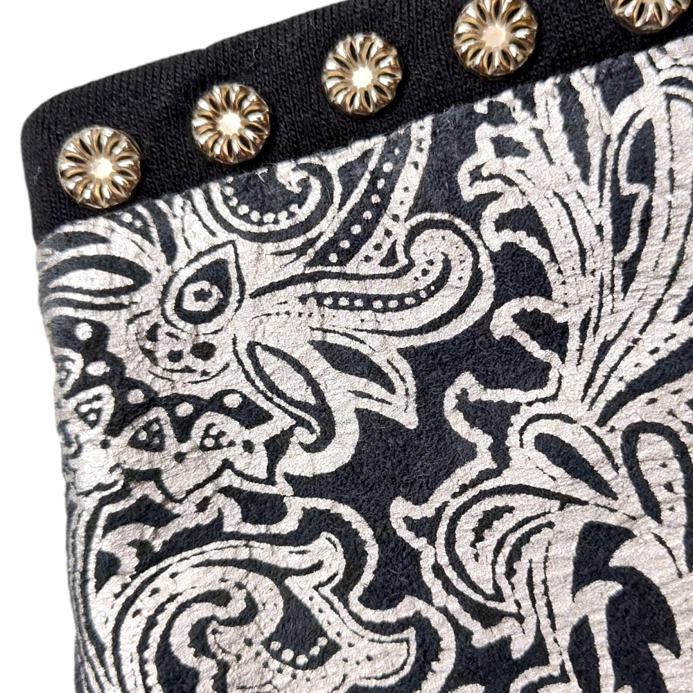 Cache Black A-Line Skirt with Beige Ornate Waist Panel - Picture 7 of 14